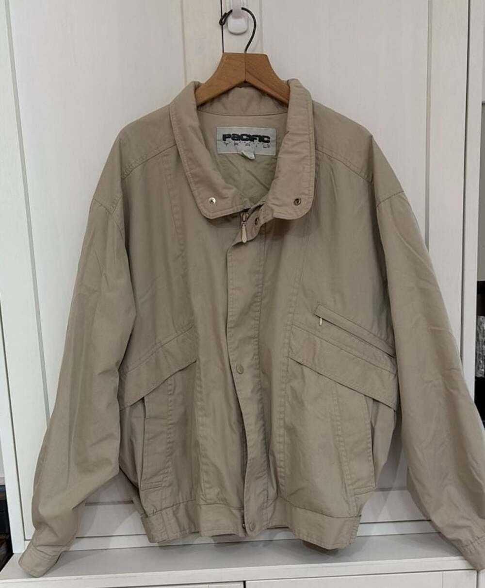 Vintage Pacific Trail Men's Beige Full Zip Outdoor Bomber Jacket Size L